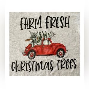 Farm Fresh Christmas Trees Red Truck Graphic Long Sleeve Gray T-Shirt Size Large